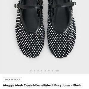 Charles & Keith Black Crystal-Embellished Flats